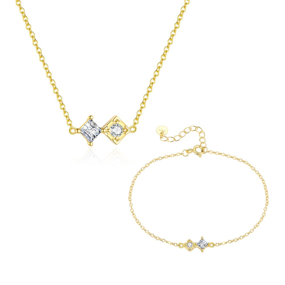 Zircon Necklace and Bracelet Set