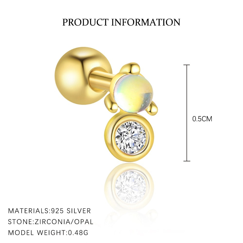 Zircon Round-Stud Earrings – image 11