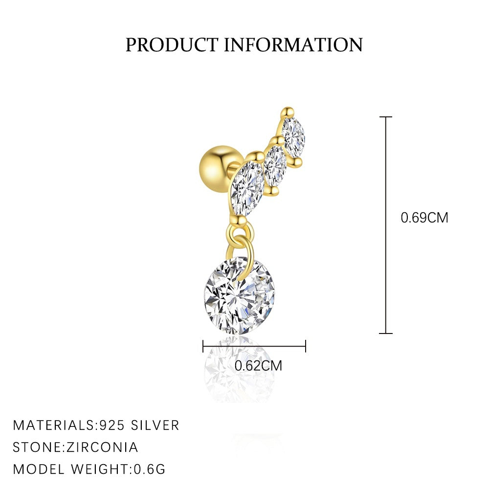 Zircon Round-Stud Earrings – image 5