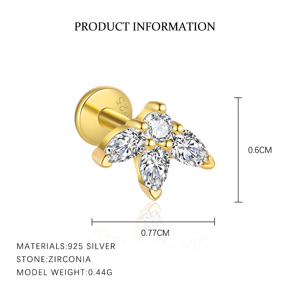 Floral Zircon Stud Earrings – image 7