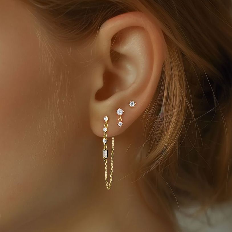 Zircon Stud Earrings YCE310 – detail view 3