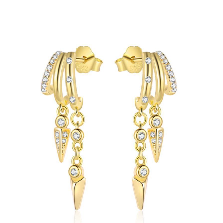 Slender Zircon Drop Stud Earrings