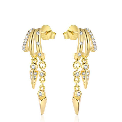 Slender Zircon Drop Stud Earrings