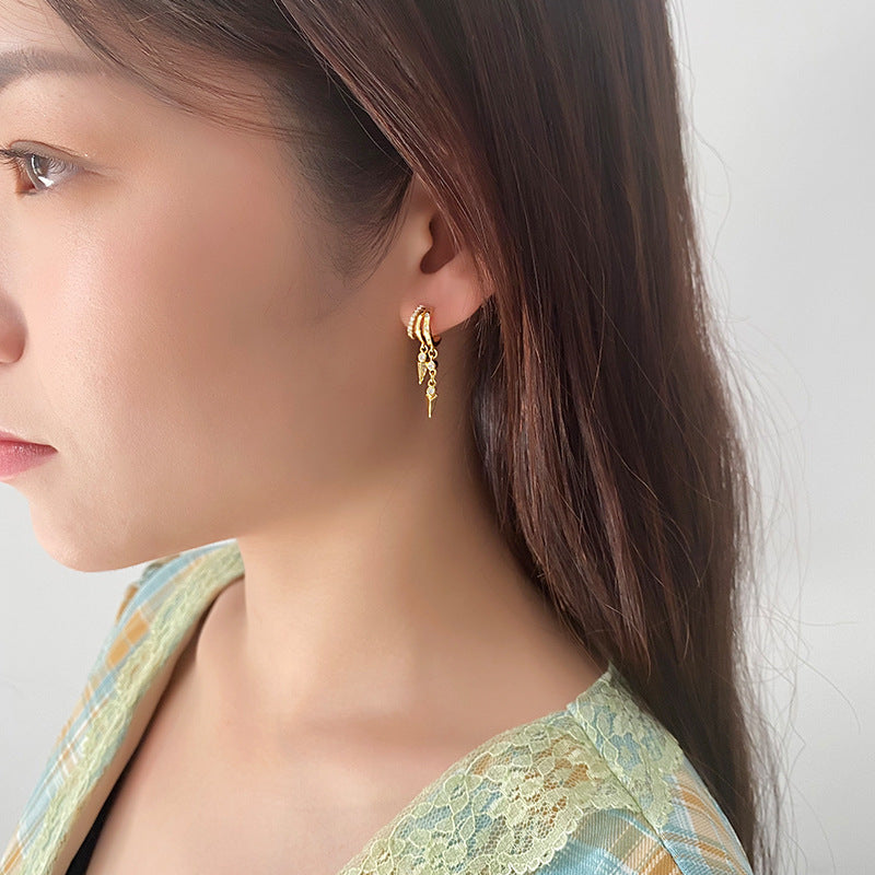 Slender Zircon Drop Stud Earrings – detail view 3