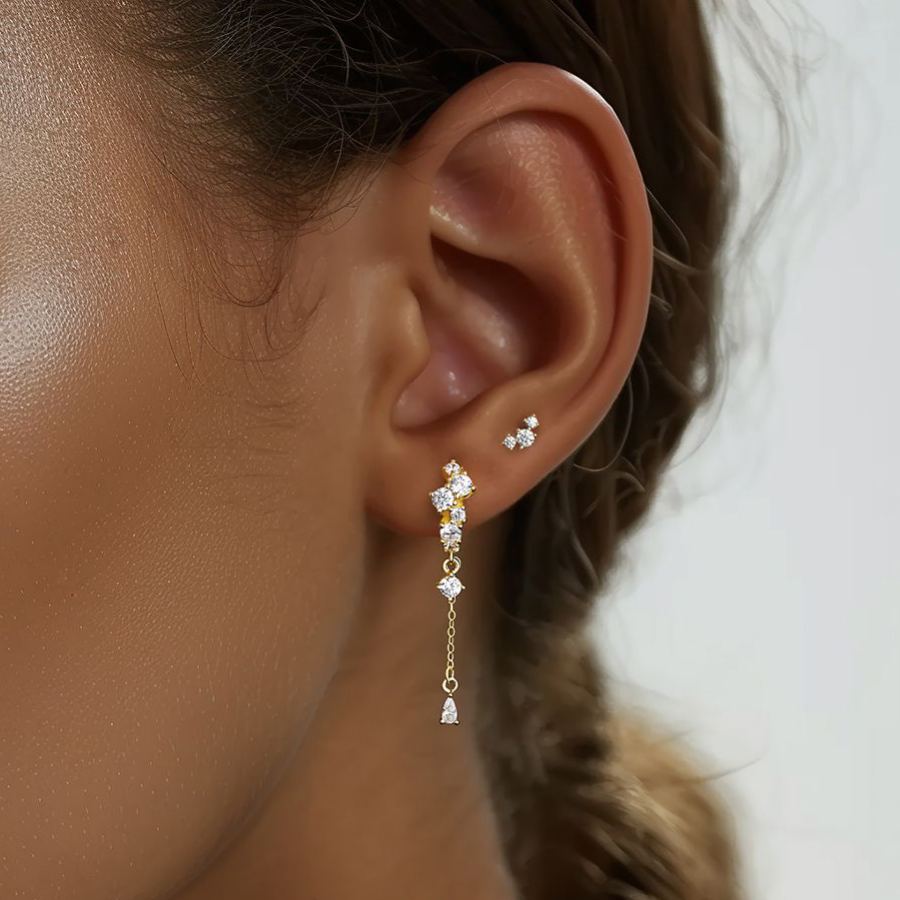 Zircon Stud Earrings YCE371 – detail view 3